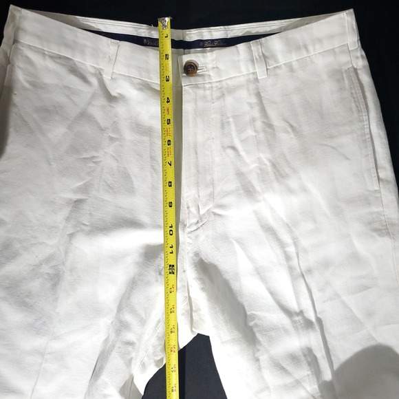 Brooks Brothers Dress Pants Men 36x32 White Linen Cotton Blend Hudson Casual Fit - Picture 4 of 10